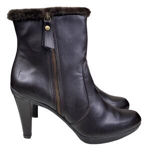 Stuart Weitzman Women’s Brown Side Zip Fur Trimmed Ankle Boot Size US 10